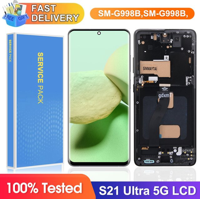 Sinmaytai TFT-Bildschirm für Samsung Galaxy S21 Ultra 5G G998B, LCD-Display mit Rahmen und S-Pen Unterstützung, Farbe: Schwarz - Bild 1