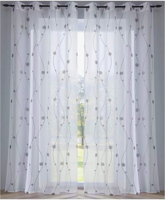 Dekostore Heine Home Transparent mit floralem Muster aus 100% Polyester und Ösen - Bild 1