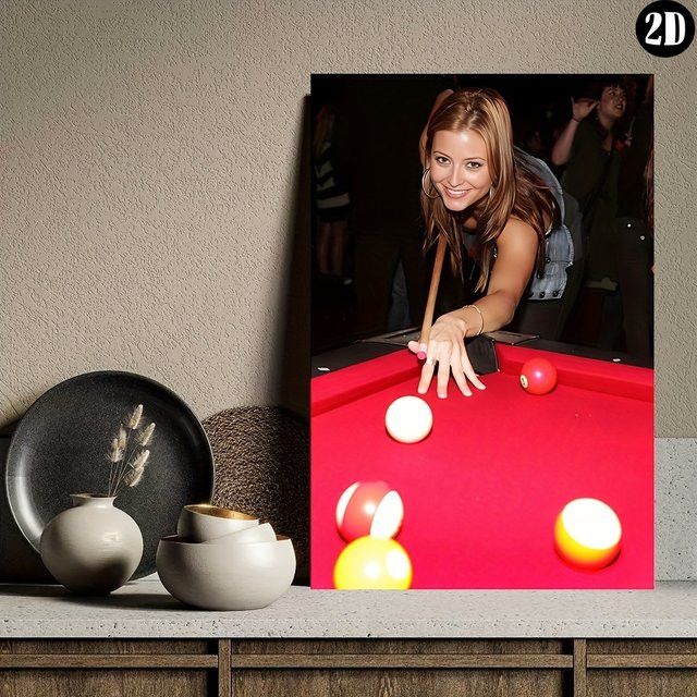 CIFBUY Wandkunst aus Stoff mit Frauen Pool Spieler Motiv im klassischen Stil, Multicolor, Rechteckig - Bild 1
