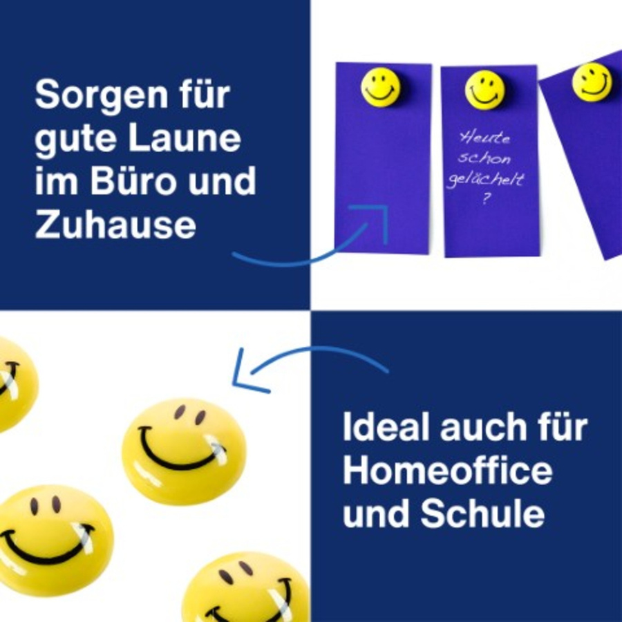 magnetoplan Magnet Smiley Gelb, 6 Stück, Durchmesser: 30 mm - Bild 2