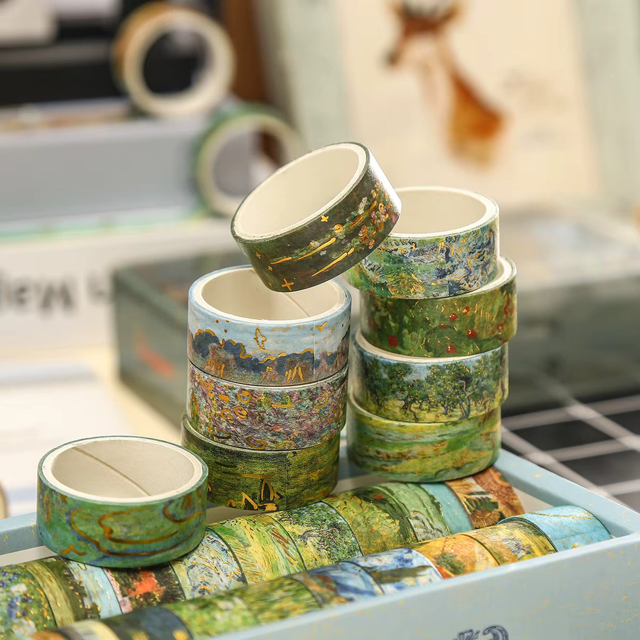 20 Rollen Washi Tape im Vintage Ölgemälde-Stil mit Blumen- und Landschaftsmustern, Multicolor, Dekoratives Papier für DIY Scrapbook und Geschenkverpackungen - Bild 4