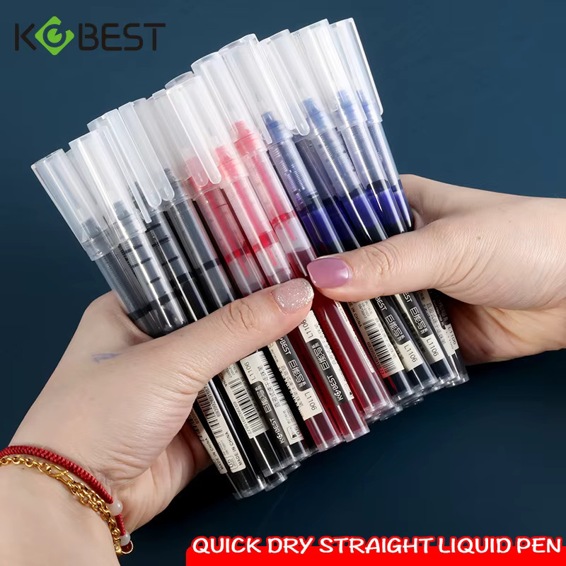 KOBEST Gelstifte mit 0,5 mm feiner Spitze, schnelltrocknende Tintenroller mit hoher Tintenkapazität, schwarze Tinte, 12 Stück - Bild 2