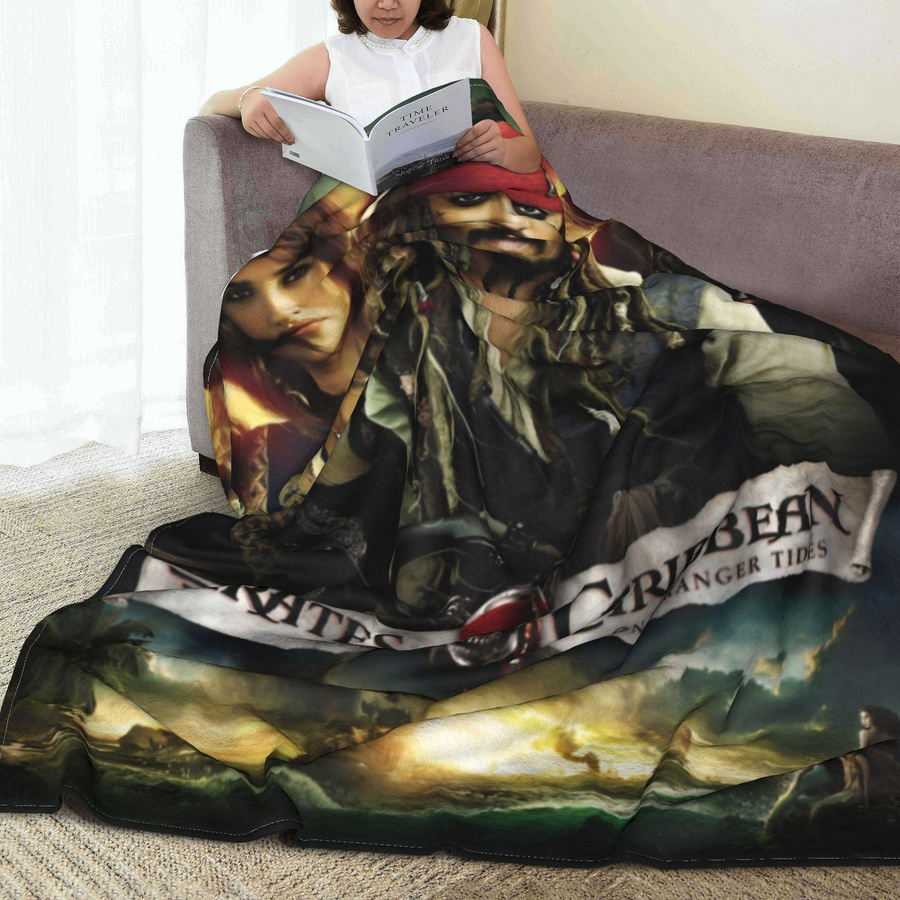 Pirates of the Caribbean Fremde Gezeiten Jack Sparrow Flanell Decke, Mehrfarbig, B x H: 127 x 152,4 cm - Bild 2