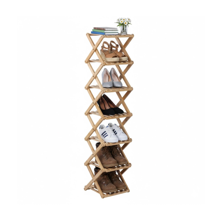 Relaxdays Schuhregal aus Bambus Natur, klappbar, B/T/H: 124 x 28 x 28 cm - Bild 2