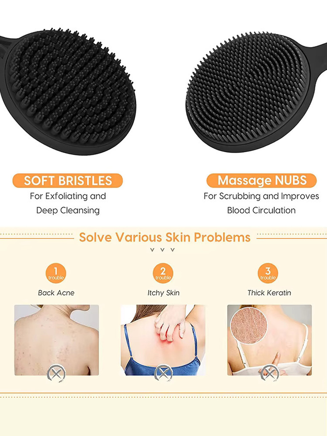 Rückenbürste mit Griff, Peeling und Massagegerät, Unisex - Bild 3