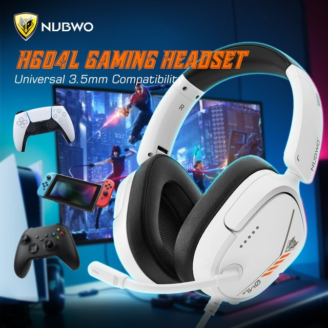 NUBWO HG04L Gaming-Headset in Pink und Weiß mit 3,5-mm-Klinkenanschluss, unidirektionalem Mikrofon und On-Ear-Bauweise für PS5, PS4, Xbox Series X|S, Xbox One und Nintendo Switch - Bild 1