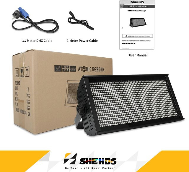 SHEHDS RGB LED Stroboskop-Licht 200W mit 960 RGB SMD Wash-Effekt in Schwarz für DJ, Disco und Bühne - Bild 1
