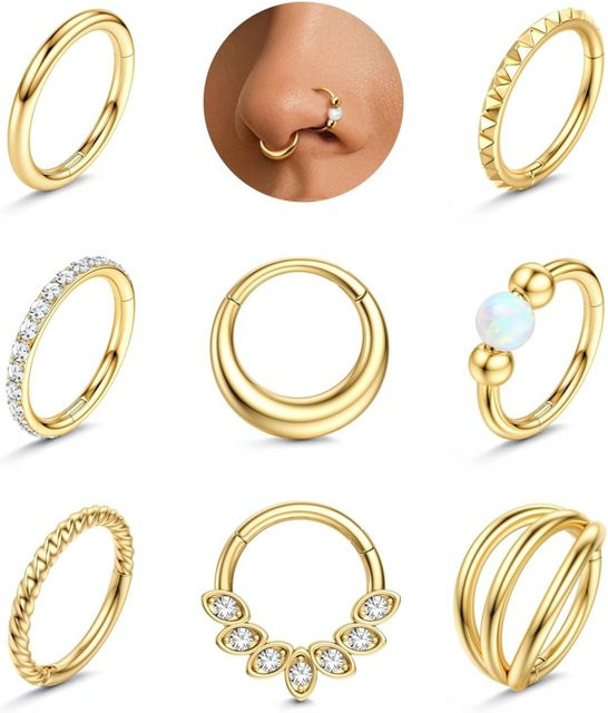Bobisty Septum Nasenring, 14K vergoldet, Zirkonia, Damen - Bild 1