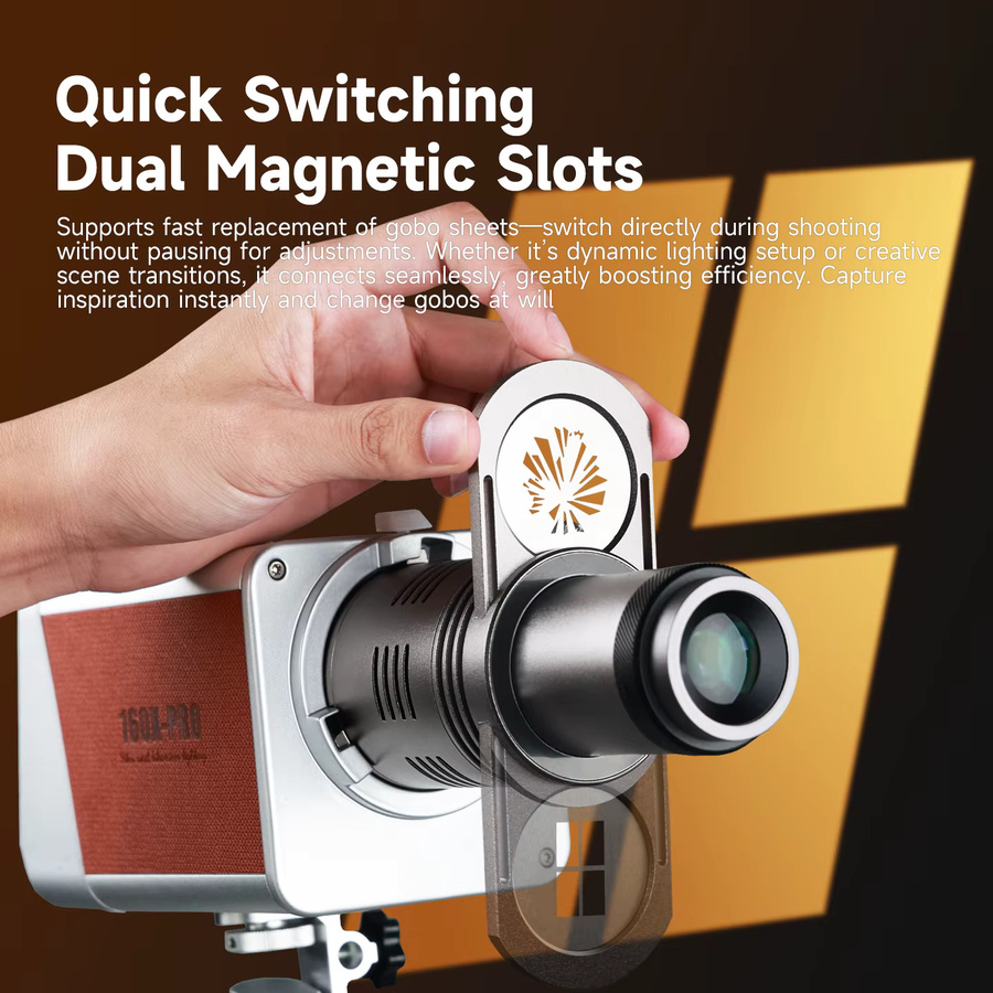 Zhiyun Mini-Snoot-Konus mit 20 GOBOs für Zhiyun CINEPEER CX100, Foto-Video-Beleuchtungsaufsatz in Schwarz - Bild 5