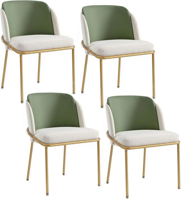 Merax Stuhl Set 4 Stück in Grün und Gold mit verstellbaren Füßen für das Esszimmer - Bild 1