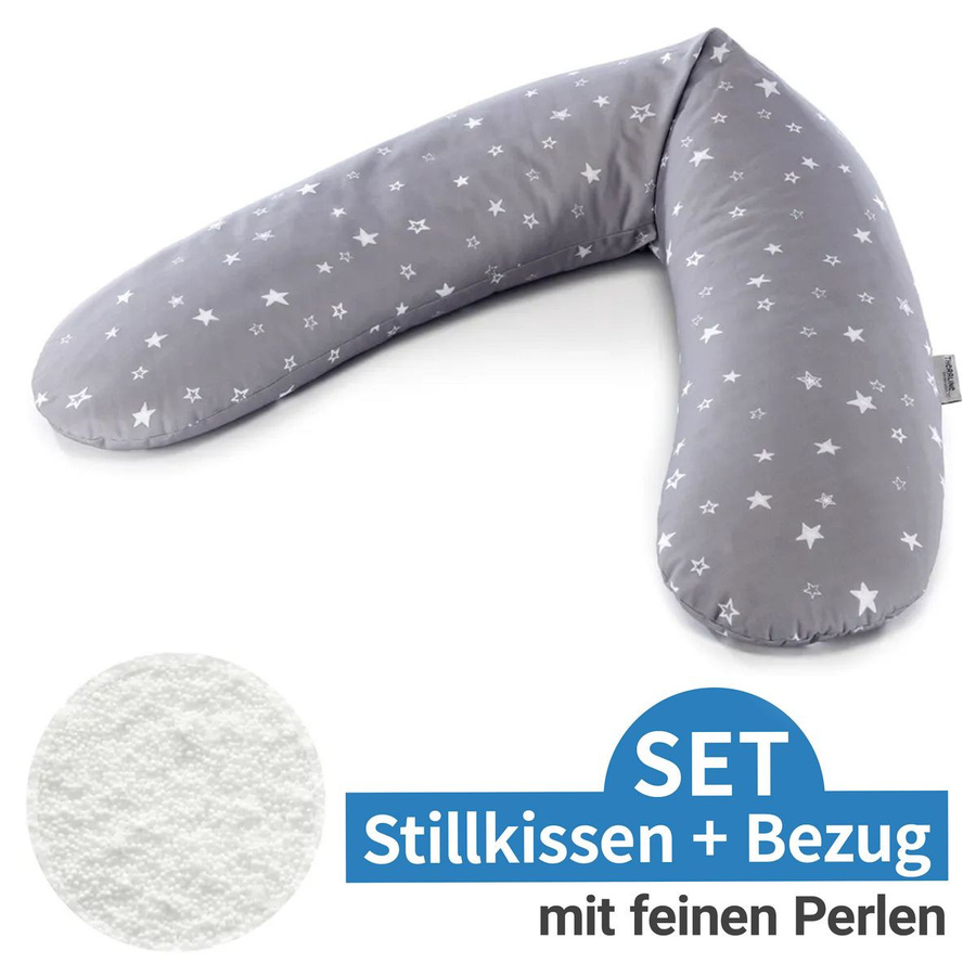 Theraline Stillkissen Das Original mit Mikroperlen-Füllung und Bezug, Farbe: Grau, Länge: 190 cm - Bild 1