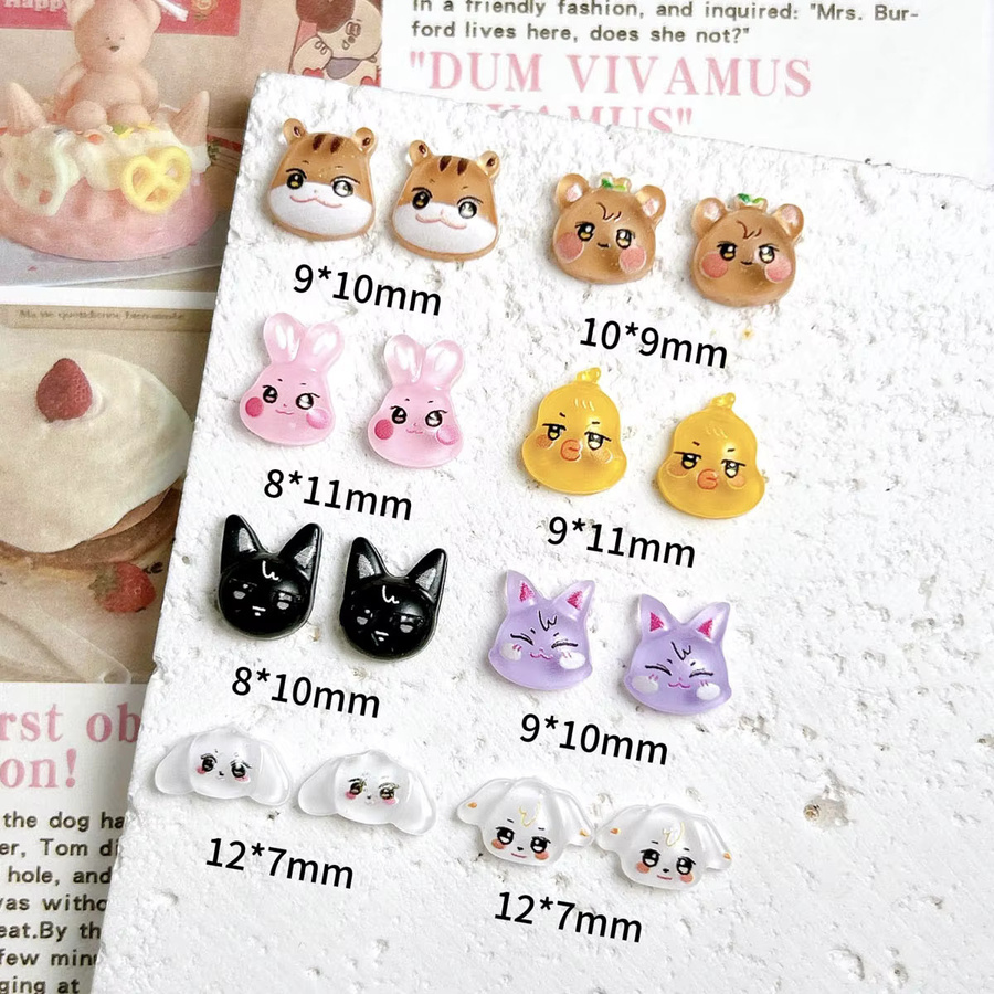 30 Stück Nagel Charms Tierköpfe Harz, Bunt, Nagelkunst Dekoration - Bild 2