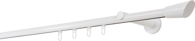 Ondeco Gardinenstange auf Maß Weiß mit 1-läufigem Innenlauf 20mm und Wandträgern 12cm, Länge: 270 cm - Bild 1