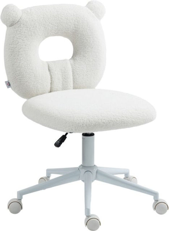 HOMCOM Schreibtischstuhl in Weiß, höhenverstellbarer Drehstuhl aus Polyester und Stahl, belastbar bis 120 kg - Bild 1