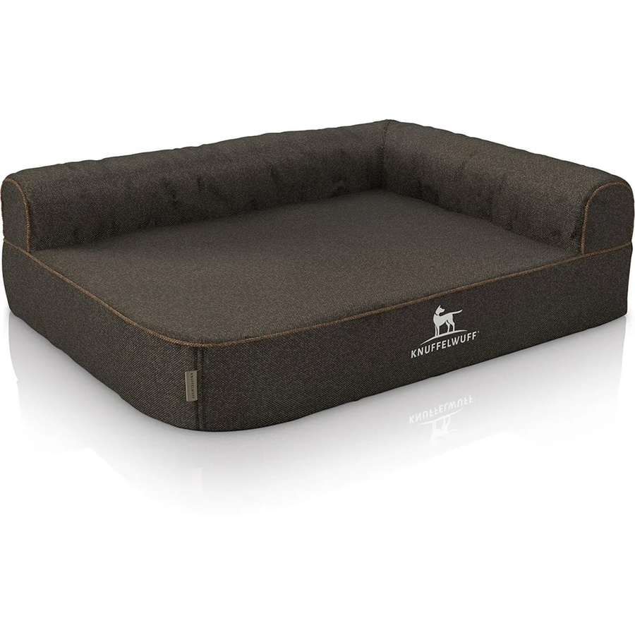 Knuffelwuff Eck Hundebett Marlie Orthopädisch Velours Schwarz B: 100 cm, T: 70 cm, Lehne Rechts - Bild 2