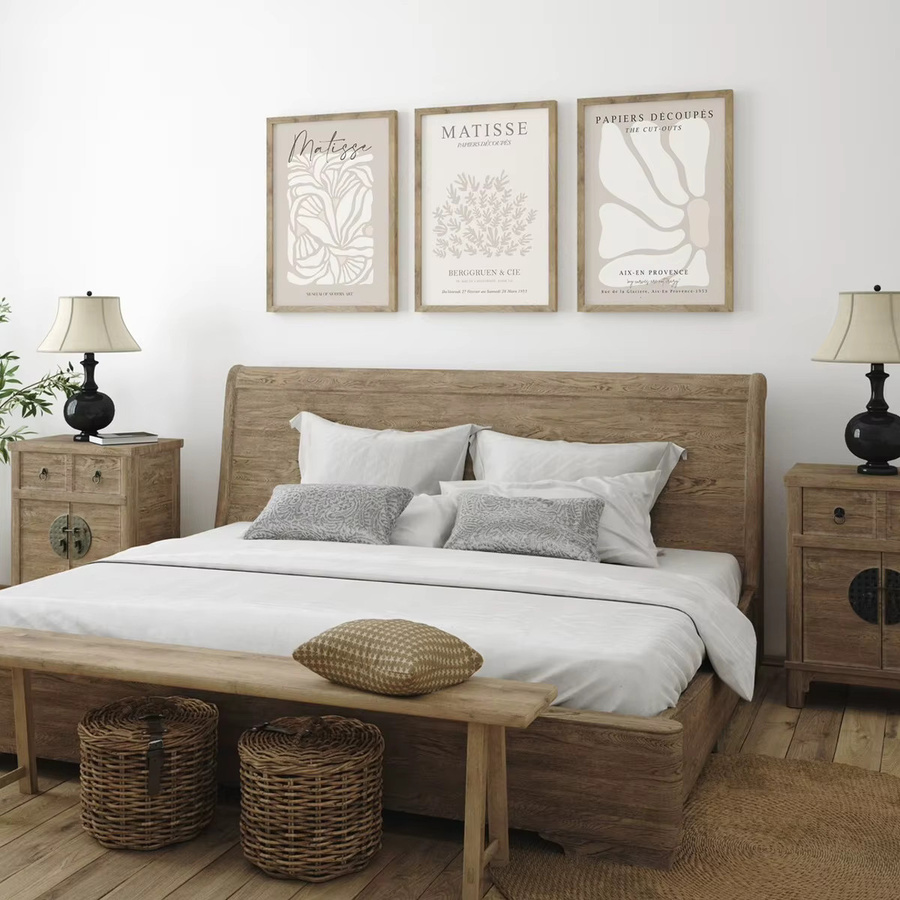 3er-Set Potdemiel Matisse Canvas Wall Art in Beige und Grau mit botanischen Blumenmotiven im Boho-Stil - Bild 2