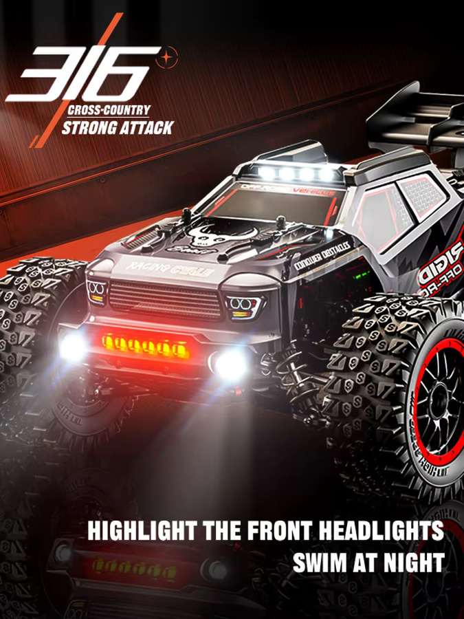 ZNLYRION RC-Wagen, 1/16 RTR Truck, 4WD Offroad-Auto, mit Helligkeits-LED, 2,4G Fernbedienung - Bild 6