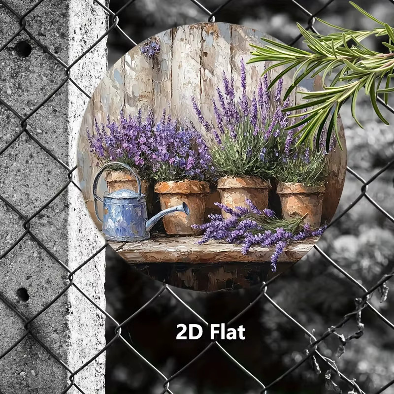 Potdemiel Metallschild Lavendel Retro Rund Aluminium Wanddekoration Mehrfarbig Durchmesser: 20 cm - Bild 4