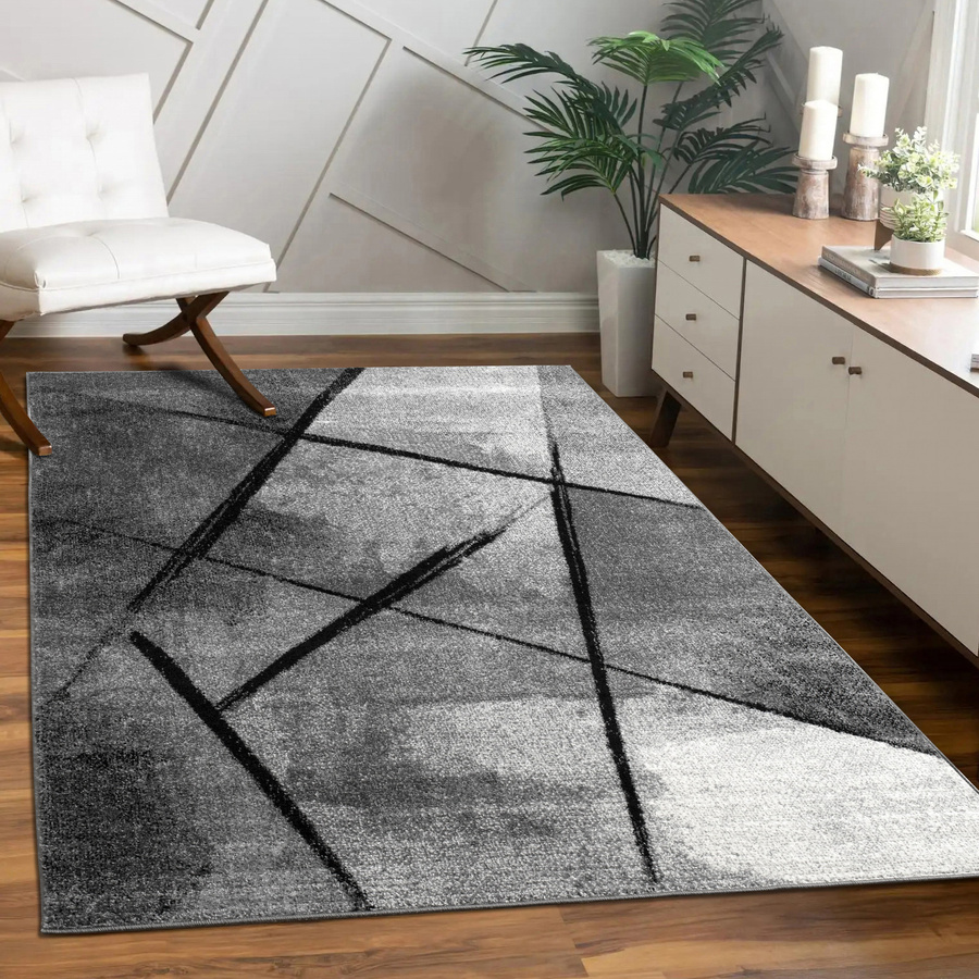 Moderner Teppich Monde in Grau mit abstraktem Design, pflegeleicht und fußbodenheizunggeeignet, B: 140 cm, L: 200 cm - Bild 2