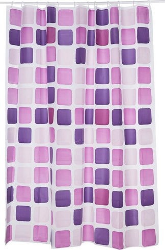 Kleine Wolke Duschvorhang Sonny in Violett mit Quadrat-Design, B/H: 180 x 200 cm - Bild 1