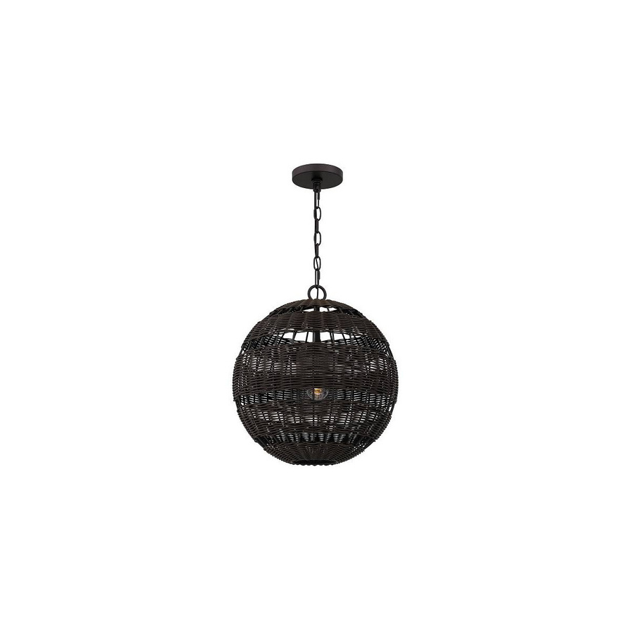 Quoizel Lindendale Pendelleuchte in Bronze und Schwarz aus Metall und Rattan im Boho-Stil - Bild 1