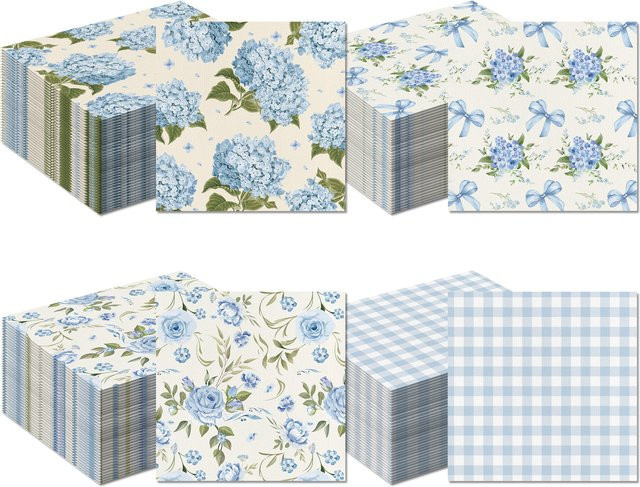 Blaue Hortensien Macrophylla Servietten aus Papier für Hochzeiten und Partys - Bild 1