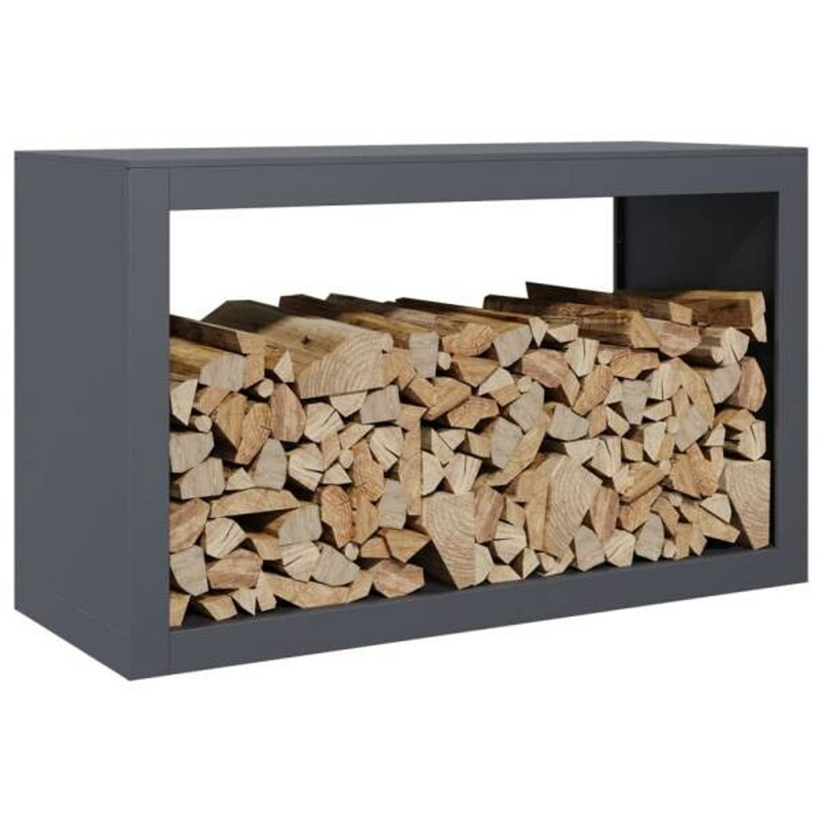 vidaXL Brennholzregal aus Metall in Anthrazit, B/T/H: 100 x 40 x 60 cm - Bild 3