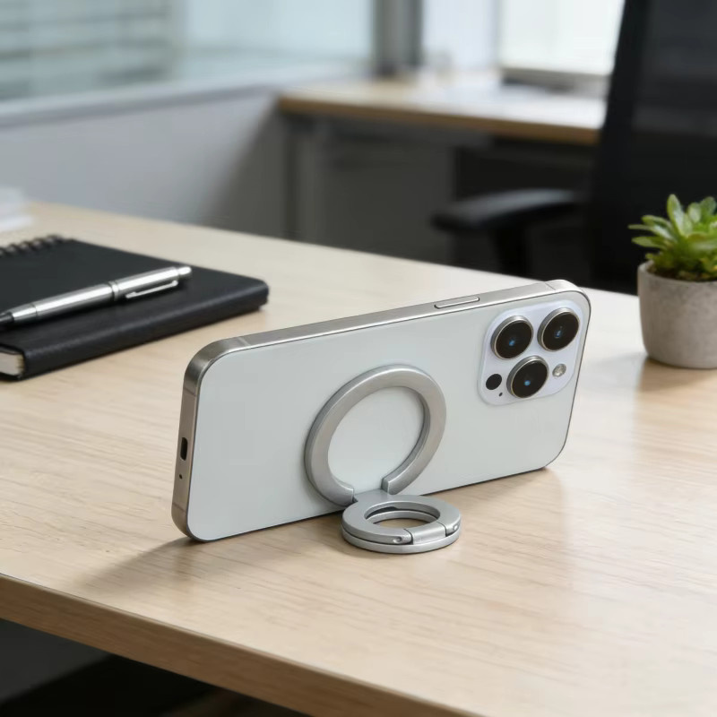 WSSHE Magnetischer Ring-Handyständer in Grau, Tragbare Faltbare Telefonhalterung für die seitliche Befestigung - Bild 4