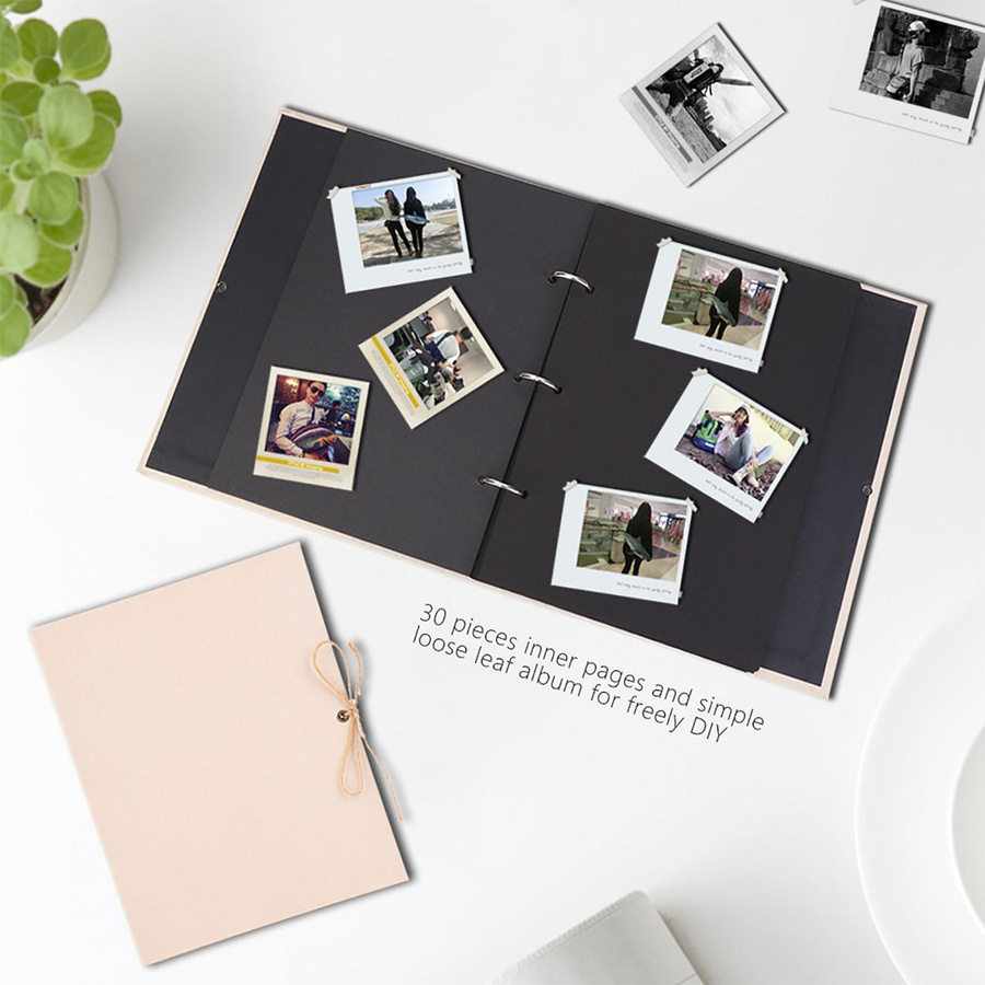 mfySpace Scrapbook Bastelkartenalbum aus Leinen in Beige mit 30 Seiten und Seilriemen zur Loseblattbindung - Bild 4