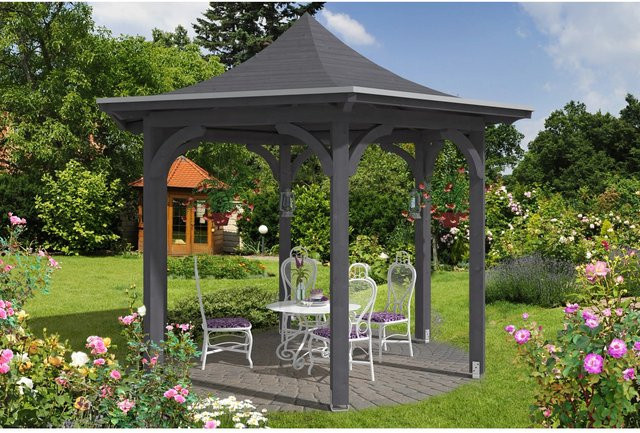 Skan Holz Pavillon Versailles aus Leimholz in Grau mit Zeltdach B/H/T: 418 x 332 x 360 cm - Bild 1