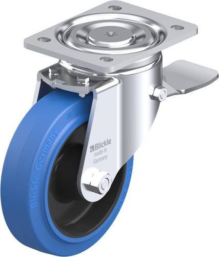 Blickle Lenkrolle LH-POEV 160R-ST-SB mit Feststeller in Schwarz-Blau, Rad-Durchmesser: 160 mm, Tragfähigkeit: 400 kg - Bild 1