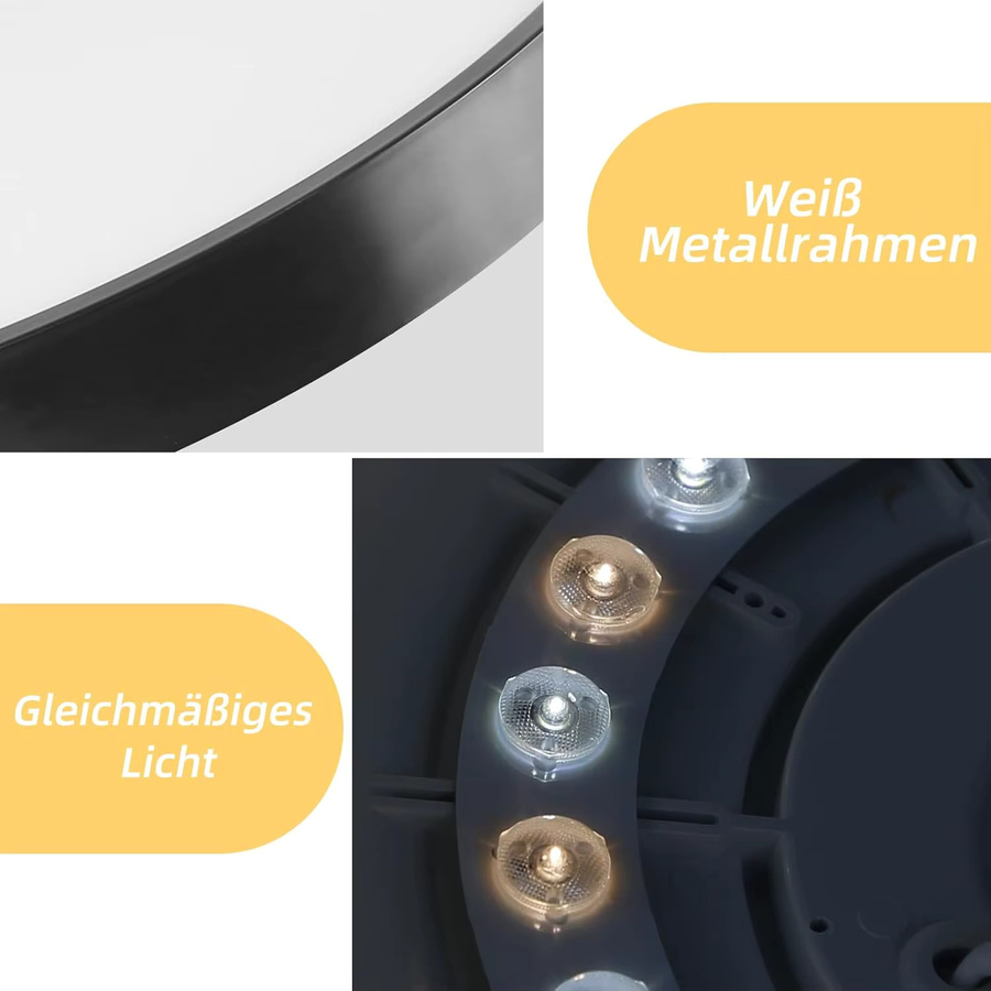 Cliheet 30W runde LED-Deckenleuchte in Weiß, dimmbar mit Fernbedienung, IP44 für Badezimmer, Küche, Wohnzimmer, Schlafzimmer und Flur - Bild 5