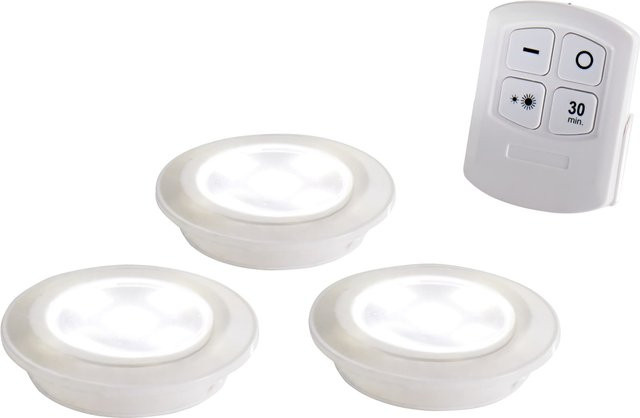 Genialo LED-Spot-Leuchten Set aus 3 Stück in Weiß mit Fernbedienung und Timer für Küche und Möbel - Bild 1