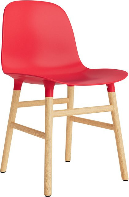 Normann Copenhagen Form Stuhl mit Holzgestell und Kunststoffschale in Rot - Bild 1