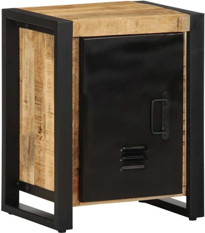 Nachttisch aus Massivholz und Metall im Industrial Design von Vidaxl, Braun/Anthrazit, B/T/H: 40 x 30 x 51 cm - Bild 1