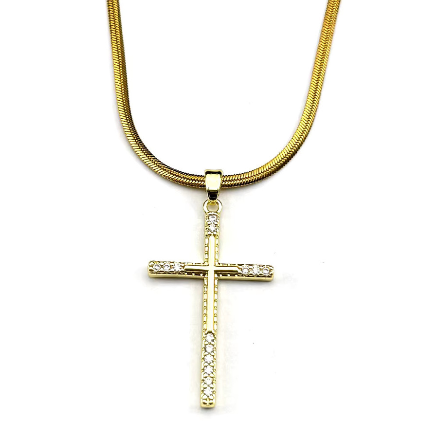JYTF Halskette, Zirkonia, Edelstahl, Gold, Unisex - Bild 2