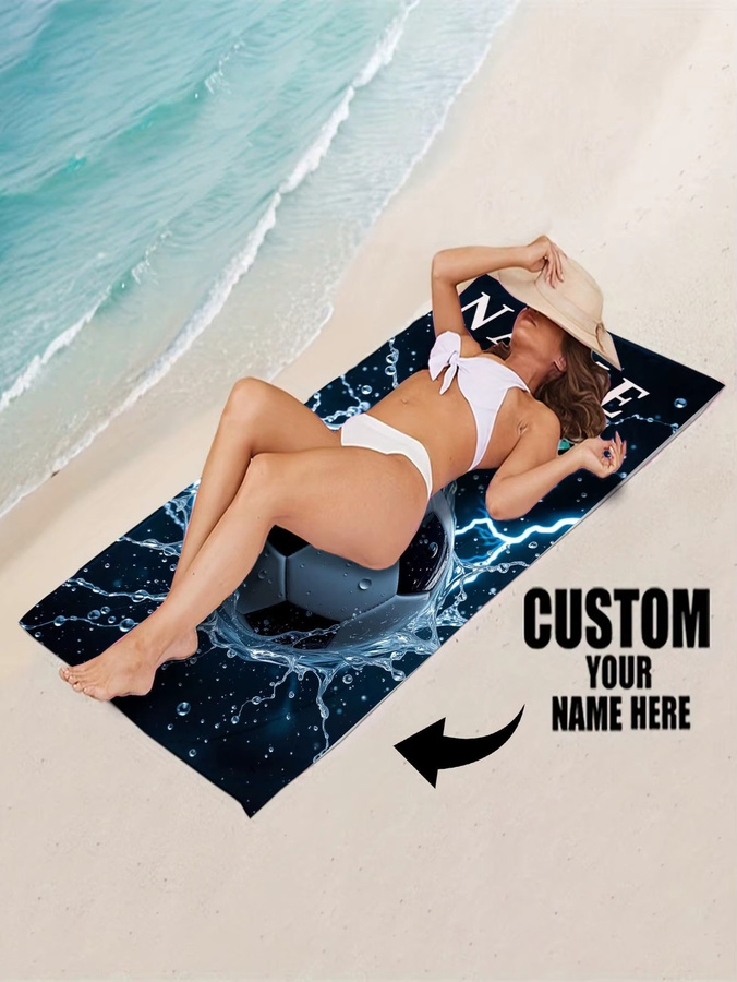 SRH Fußball Strandtuch mit personalisiertem Namen, schnell trocknendes Microfaser Badetuch für Erwachsene und Kinder, B/H: 150 x 75 cm - Bild 5