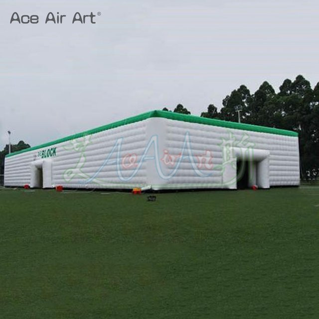 Ace Air Art Aufblasbares Ausstellungszelt in Grün mit weißem Dach, 15 m Länge - Bild 1