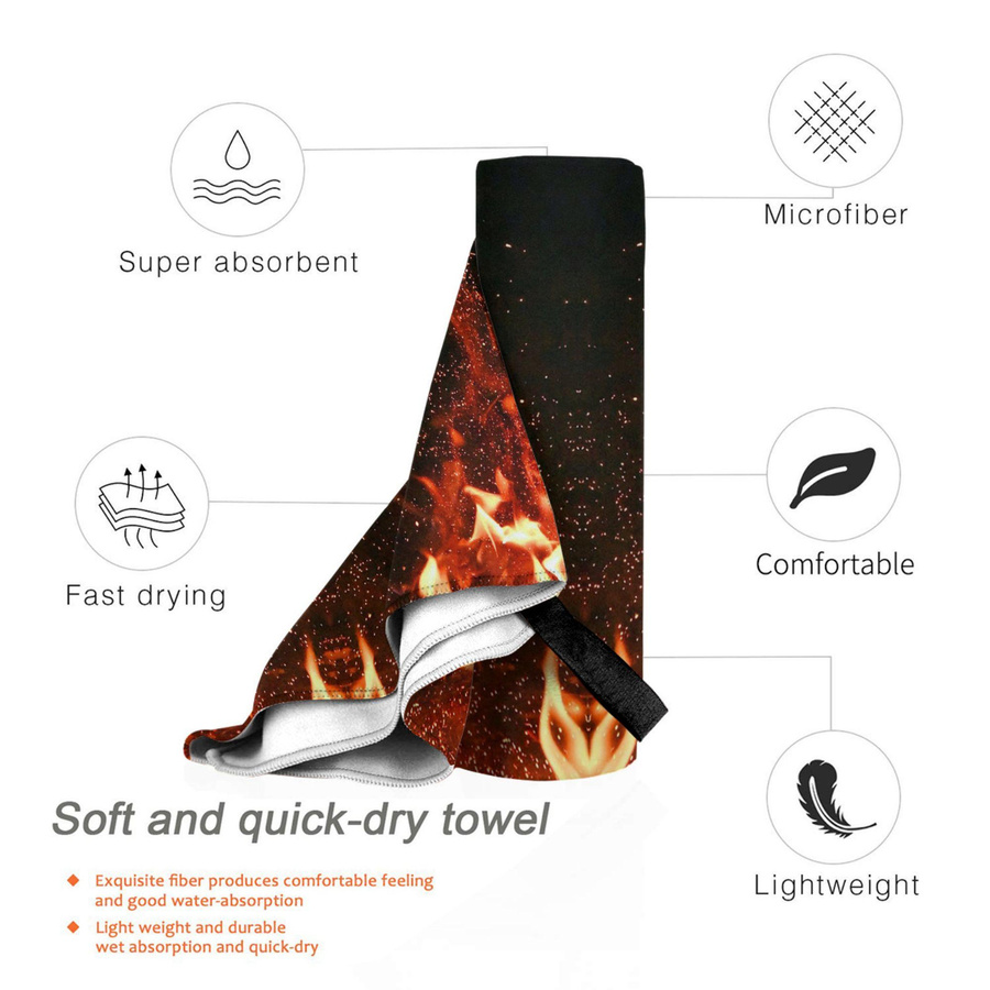 Strandtuch Brennendes Feuer mit Funken aus weicher Mikrofaser, schnelltrocknend und saugfähig, Farbe: Weiß, B: 40 cm, H: 60 cm - Bild 2