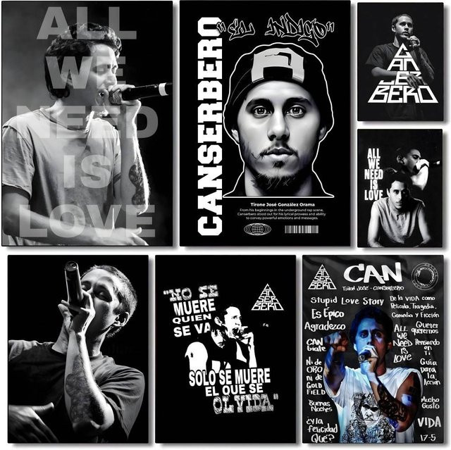 Wasserfester Wandaufkleber C-Canserbero Rapper Poster für Wohnzimmer und Schlafzimmer, Mehrfarbig - Bild 1