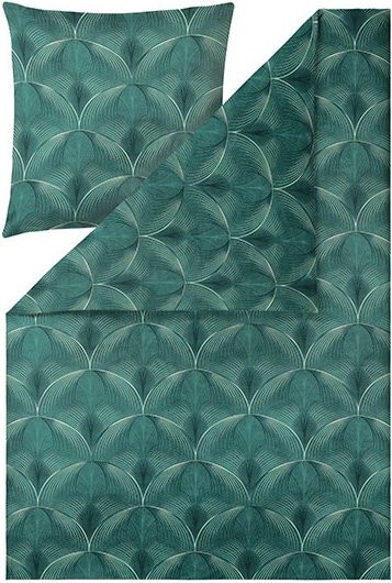Estella Bettwäsche Otto aus Baumwoll-Jersey in Grün mit Art-Deco-Grafikdesign - Bild 1