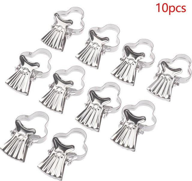 Noter Metallhakenclips zum Aufhängen von Lichterketten für Vorhänge, 10 Stück, Silber - Bild 1