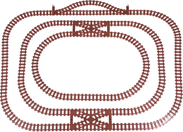 Mitty Eisenbahn Zubehör Set aus Holz in Braun mit Schienen, Kurven, Geraden, Schaltern und Kreuzungen - Bild 1