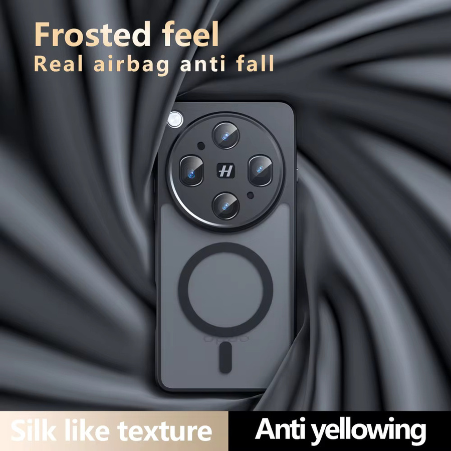 Magnetische Acryl-Matte Handyhülle für OPPO Find X9 Ultra, stoßfeste transparente Magsafe Schutzhülle mit hartem Bumper, Schwarz - Bild 4