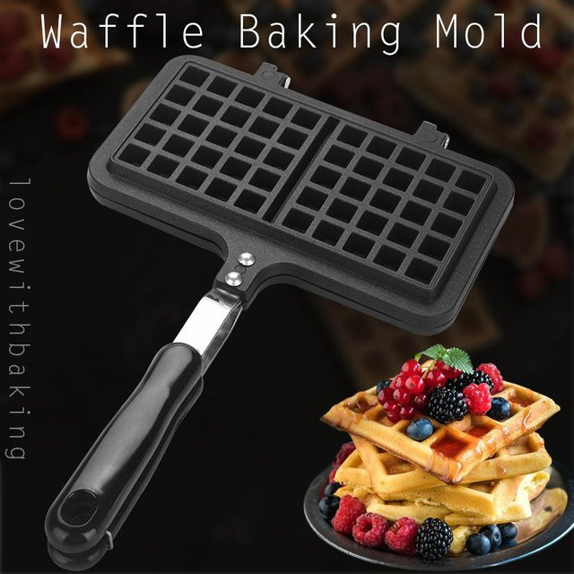 mfySpace Doppelkopf Waffeleisen mit Non-Stick-Beschichtung aus Aluminium in Grau/Schwarz - Bild 1