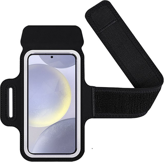 HAISSKY Elastische Laufsport-Armbinden als ultradünne Handy-Armtasche für iPhone und Samsung, Farben: Schwarz, Grau - Bild 1