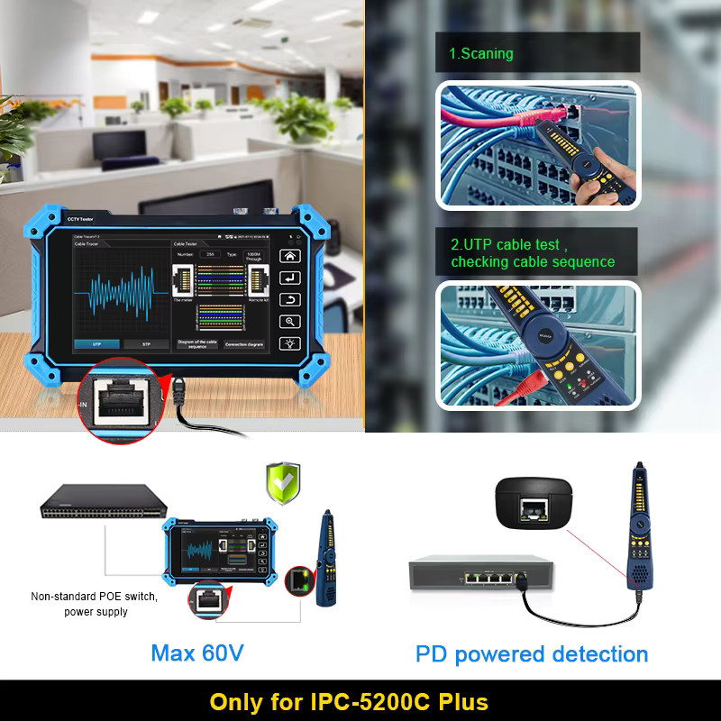 WANGLU IPC-5200 Plus 6 in 1 IP-Kameratester mit 5,4 Zoll Display für IP, CVI, TVI, AHD, SDI und Analog sowie 4K HD Eingang - Bild 3