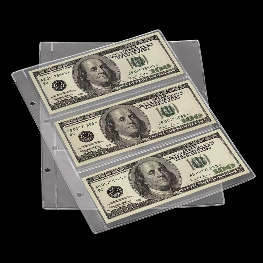 5 Stück Papiergeld Album mit 3 Slots, transparente Banknoten Schutzhülle für Sammler - Bild 2