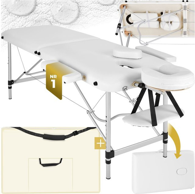tectake 2 Zonen Massageliege mit Aluminiumgestell in Weiß, B/T/H: 205 x 60 x 89 cm - Bild 1