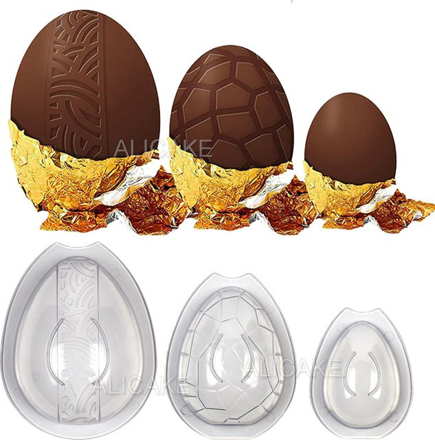 ALICAKE 3er Set 3D-Osterei-Schokoladenformen aus transparentem Polycarbonat für Bonbons und Gebäck - Bild 1